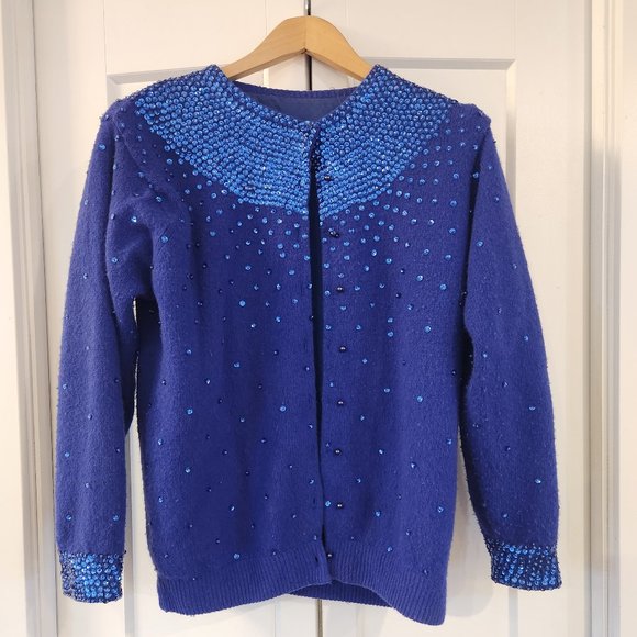 Vintage beaded wool sweater - Picture 1 of 2